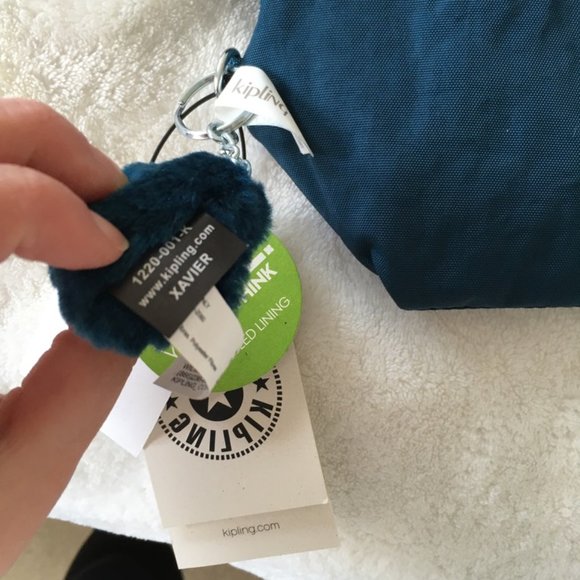 Kipling Zadok Night Teal Tonal Cosmetic Pencil Case Pouch Bag Accessory nwt - Picture 8 of 15